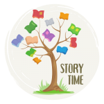 Storytime Logo, tree full of books