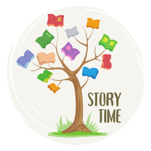 Storytime Logo, tree full of books